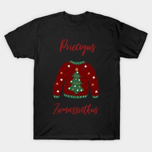 Priecīgus ziemassvētkus latvian merry christmas T-Shirt